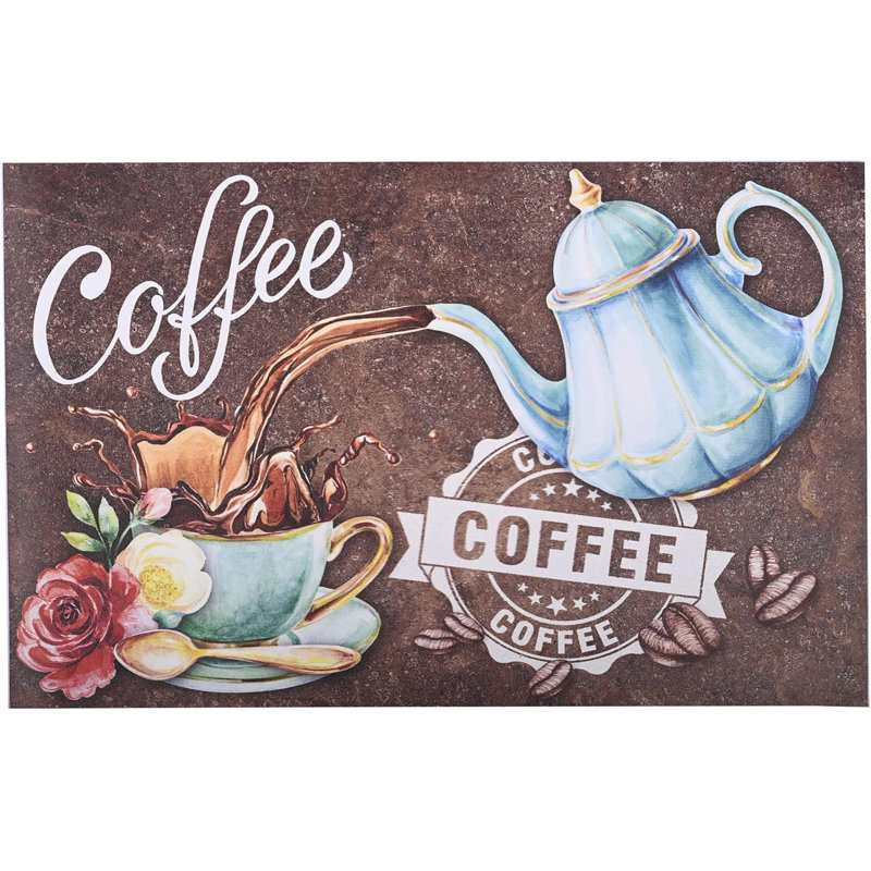 Tapis de séchage à vaisselle à motif de café pour comptoir de cuisine 24 po x 16 po, support en caoutchouc antidérapant à séchage rapide avec support en caoutchouc pour machine à café