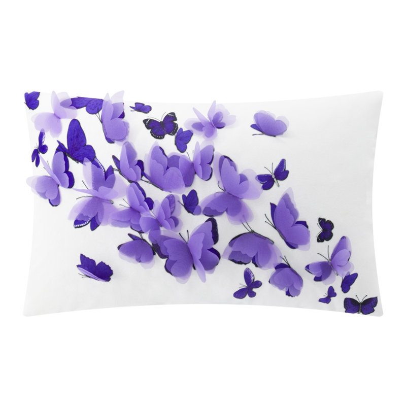  Appliqued Velvet Pillow Cover, Violet