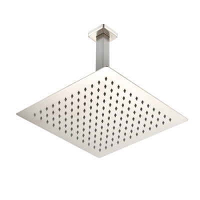 Brushed Nickel Ceiling Mounted Shower Union With Handheld And 12" Head In - Natural Rainfall Sensation Self-Cleaning Nozzle Matches All Standard Arms Conforms To American Pipe System Simulation Works