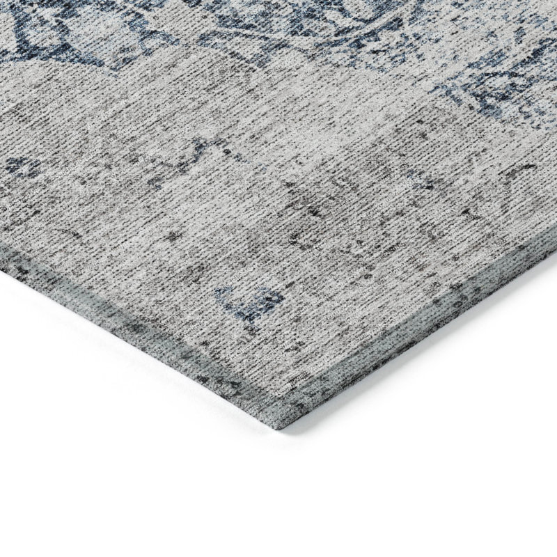 Tapis bleu intérieur / extérieur lavable à la machine Cicel ACN1146, Rectangle 5 pi x 7 pi 6 po