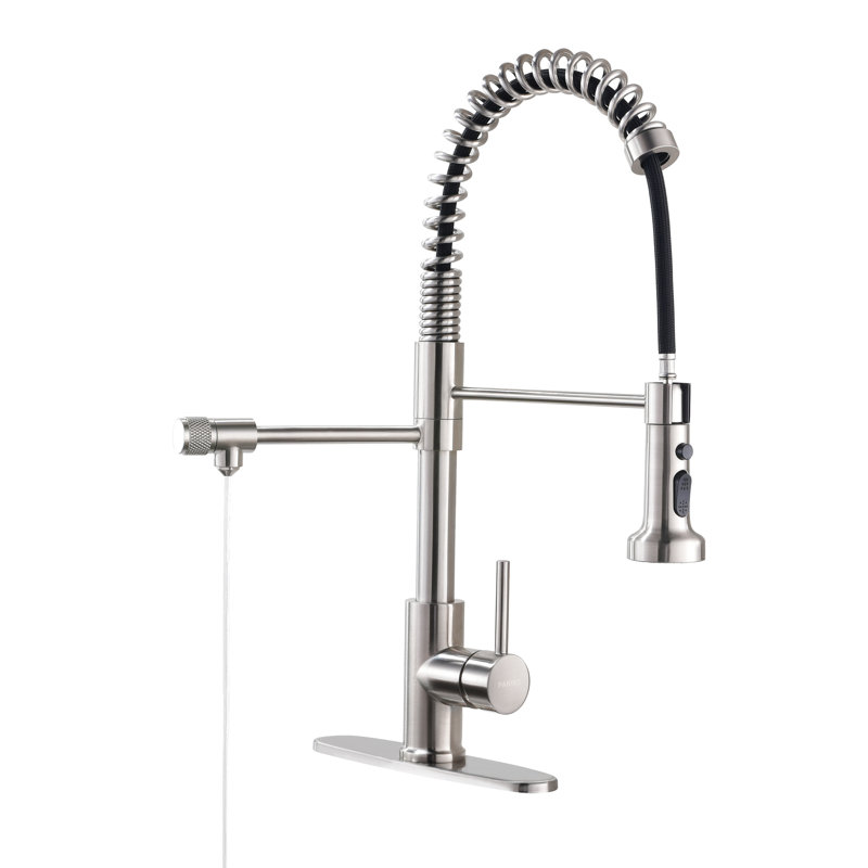 Robinet d'évier de cuisine, robinet de filtration d'eau rétractable, filtre à barre, nickel brossé, acier inoxydable, PB1017