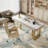 Ressa Luxurious Rectangular Stone Office Computer Writing Desk-1714877842