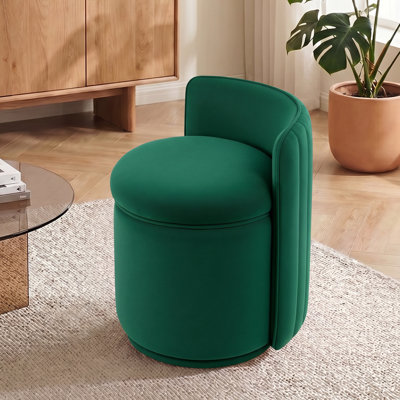 Modern Upholstered Swivel Barrel Accent Chair with Round Base