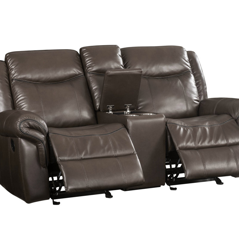 Causeuse en cuir Lydia Aire Motion avec port USB et console Lydia