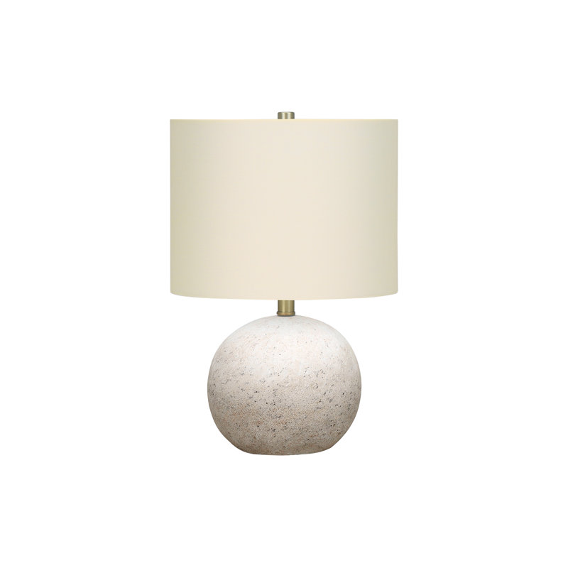 Lampe de table contemporaine en béton gris 20 po avec abat-jour tambour en lin ivoire et interrupteur à 3 voies - Éclairage décoratif pour le salon, la chambre à coucher et le bureau