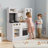 Play Kitchen for Kids, Wooden Toy with Stove That Lights/Sounds When Pan Detected, Includes Disinfection Cabinet, 2 Fabric Boxes & Stainless Cookware(brown)-102487409