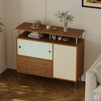 Buffet en bois massif de salon rétro