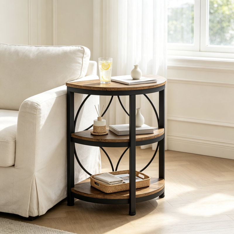 Obim 3-Shelve Manufactured Wood End Table, Brown, 1