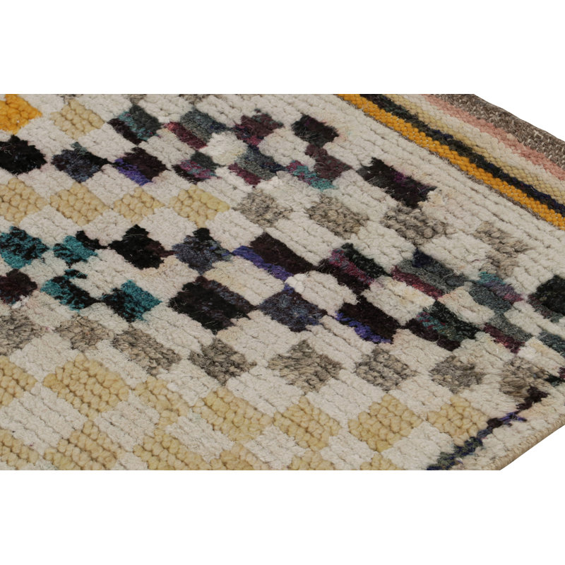 Moroccan Hand Knotted Geometric Area Rug, Rectangle 8' x 10'