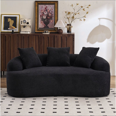 Causeuse courbée: sans assemblage, petit canapé en chenille, éponge 30D, compact pour les appartements, L 65 po, 300 lb, 3 coussins