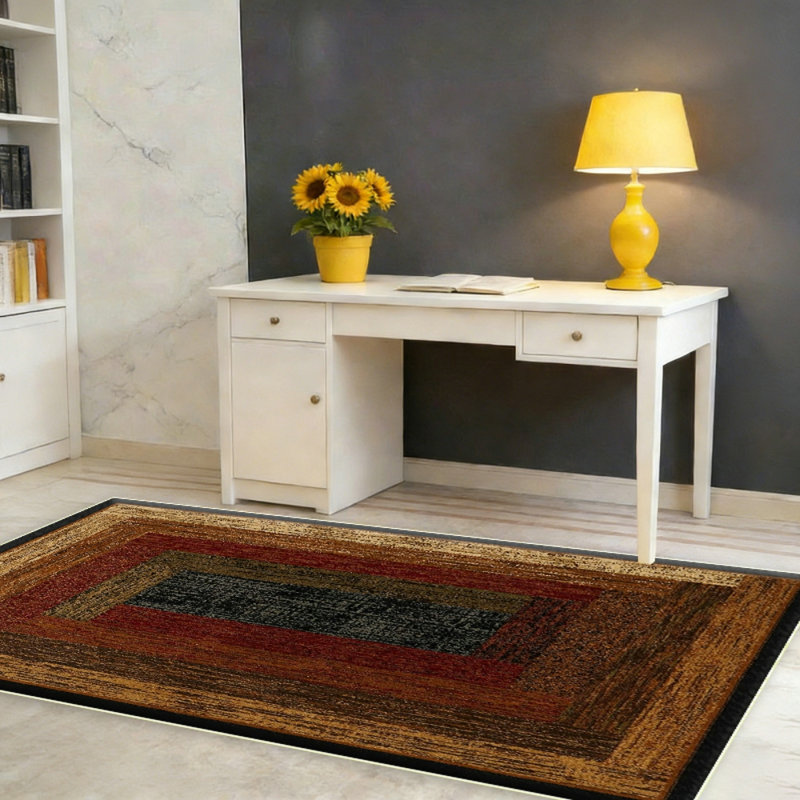 Home Royalty Vega Contemporary Geometric Area Rug, Black/Brown, Rectangle 3'4" x 5'4"