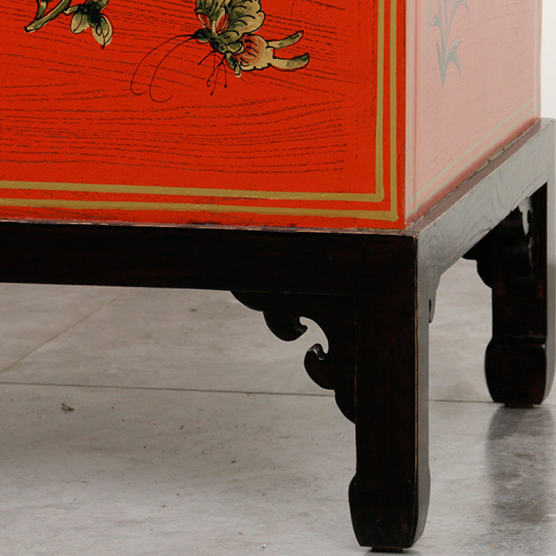 Retro Hand-Painted Solid Wood Small Accent Trunk