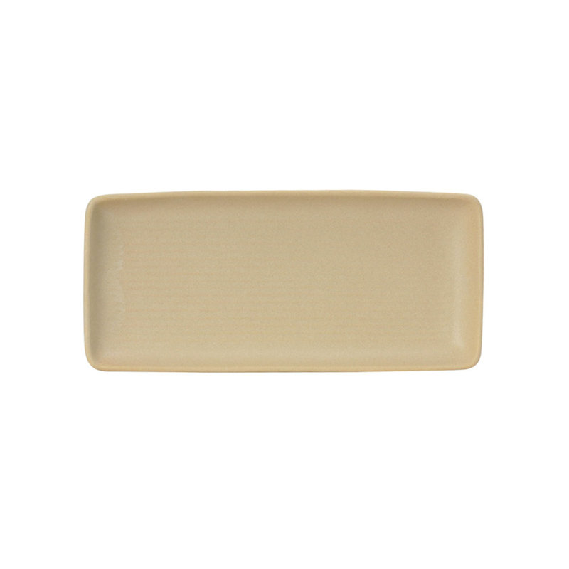 Tuxton Home Zion Ceramic Tray, Beige, 1" H x 10.75" W x 5" D