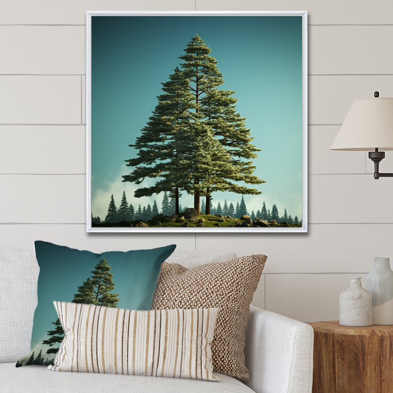 «Pine Tree Perspectives in Forest» sur toile, Cadre flottant blanc, H 36 po x l 36 po x P 1,5 po