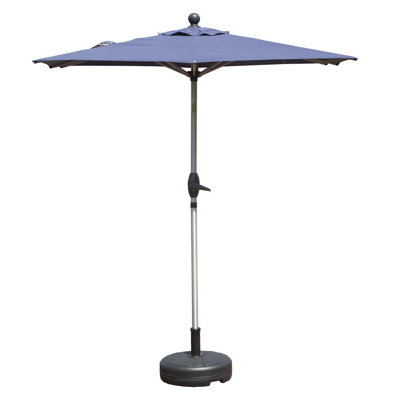 Parasol rectangulaire pour le patio avec manivelle et fonction d'inclinaison, bleu marine, base non incluse