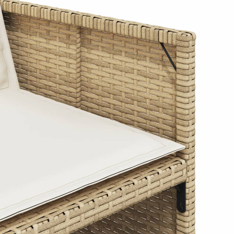  Ensemble de salle à manger de patio 14 pièces beige et noir, Blanc, crème, Beige
