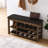 Adjustable Height Long Bench With Comfortable Leather, Brown Wood, And Concealed Storage Compartments Adjustment, Natural Rubberwood, Seat, Hidden Space-874460971