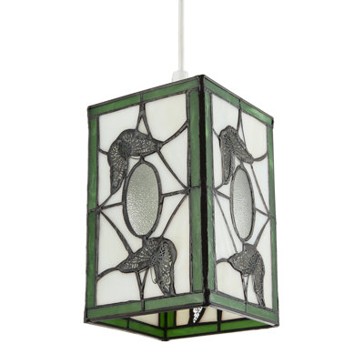 20cm H Glass Rectangle Pendant Shade ( No Direct Attachment Method ) in Green