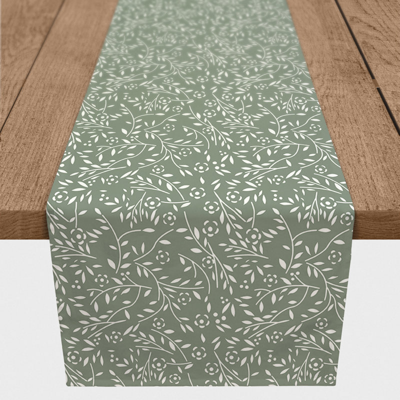 Chemin de table Maribeth, Sauge vert, 90 po x 16 po, Floral