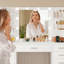 Large Dressing Table with LED Lighting and Sockets, Vanity Desk with Mirror, Drawers, Storage Shelves and Jewellery Hooks, Vanity for Bedroom, White-1050201342