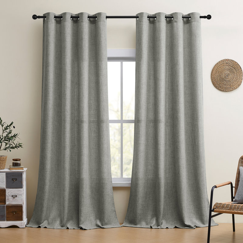 Paire de rideaux semi-transparents Draycott, L 52 po x L 72 po, Gris foncé