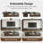 Derozil  69'' Extendable Coffee Table with Storage Drawes, Sensor Lights and Glass Door