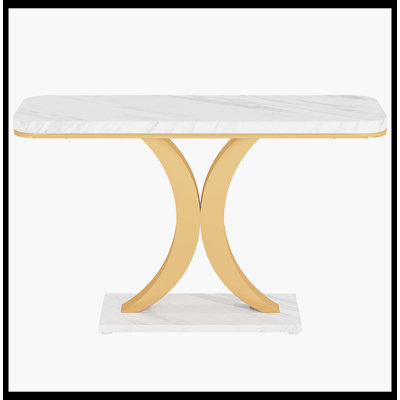 40" Console Table, Narrow Entryway Foyer Table With Geometric Base