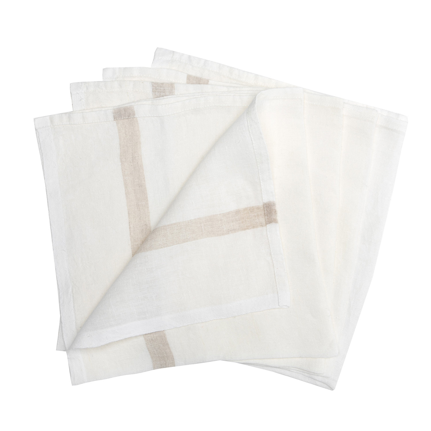 Reversible Linen Napkin, White/Natural