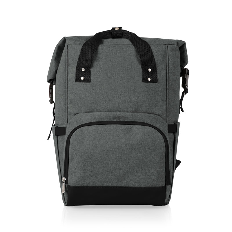On The Go Roll-Top Backpack Cooler - Hiking Backpack Cooler, Gray/Black