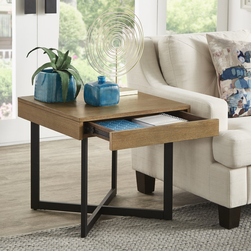 Table de bout avec rangement Hugo, Marron clair