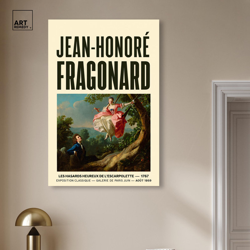Affiche rétro sur toile Fragonard's Swing par Art Remedy, H 24 po x l 16 po, Toile tendue avec châssis
