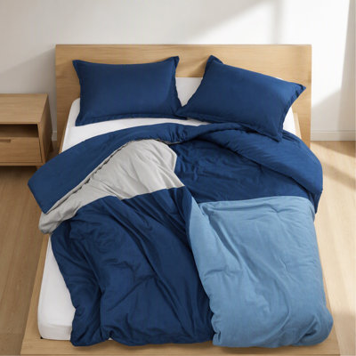 Ensemble d'édredon pour lit double / grand 3 pièces, bleu