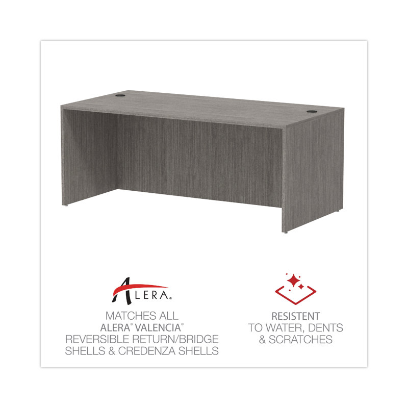 Valencia 71'' Gray Commercial Laminate Desk Shell with Filing Cabinet