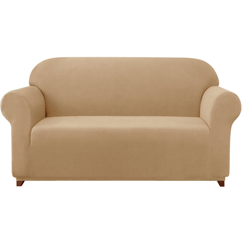Soft Spandex Stretch Box Cushion Sofa Slipcover, Denmi Blue, 104" H x 295" W x 107" D