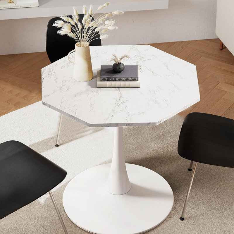 Graclynn Metal Base Dining Table, White Marble