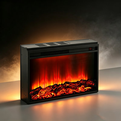 30 Inch Electric Fireplace Insert with 7 Color LED Flames, Remote Control, 1500W Heater & Thermostat, ETL Certified Infrared Stove Fits TV Stand
