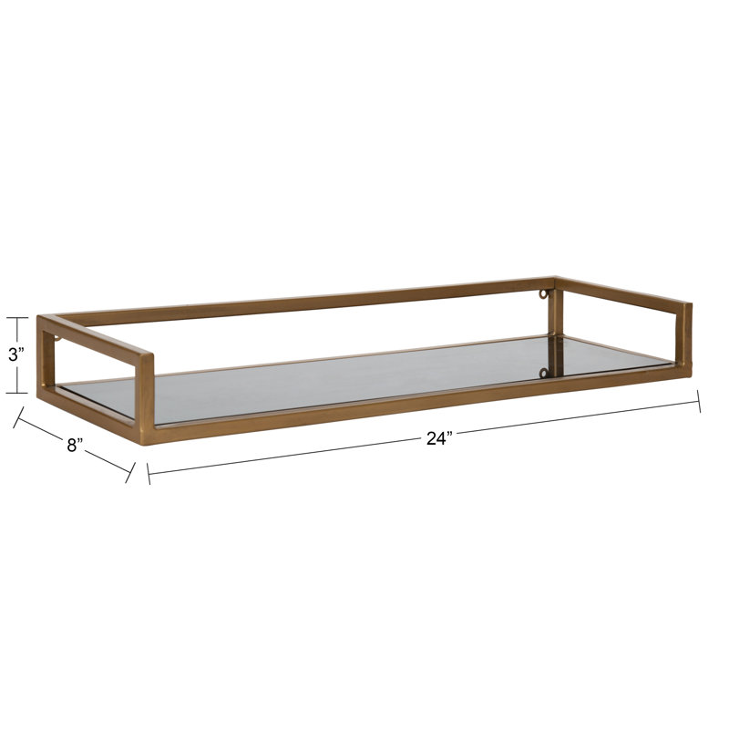 Elegant Gold and Black Glass Wall Display Shelf - 26.4" x 10.9"