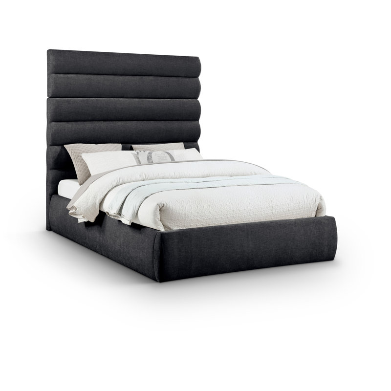 Lit en tissu Adam Chenille, Grand, Tissu chenille noir