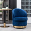 Fauteuil pivotant en velours bleu pour le salon - Élégante chaise décorative avec passepoil-551556046