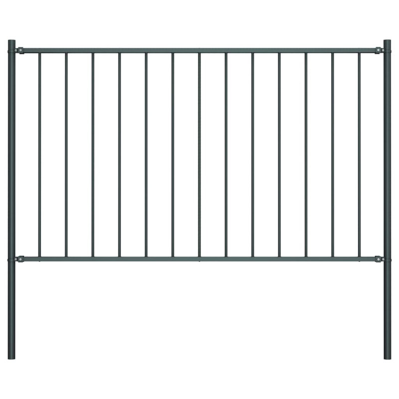 Khine Metal Fence Panels Included, Anthracite, 1.7m W x 1.25m H