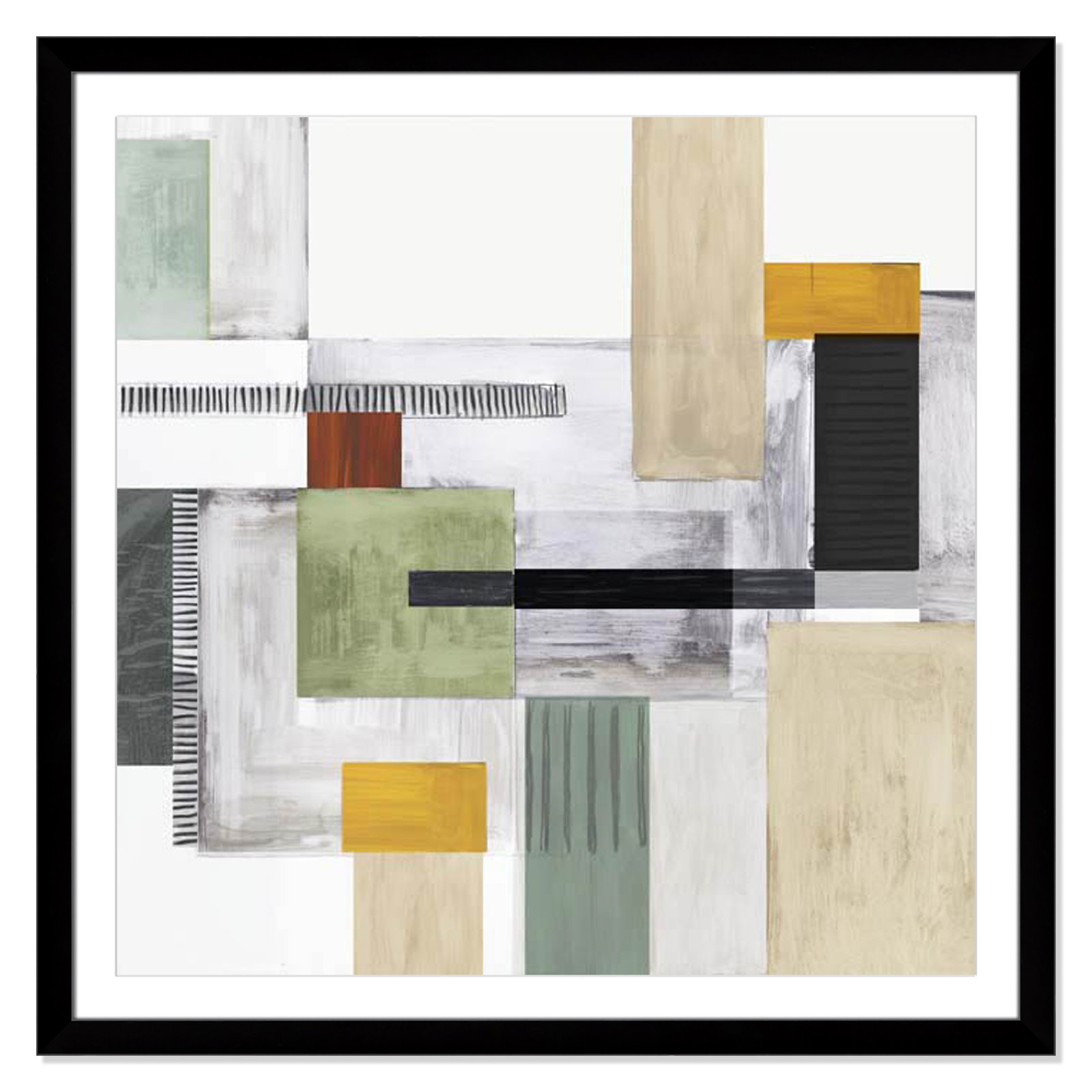 Playful Blocks, Black Cube Framed, 42.5" H x 42.5" W x 1.25" D