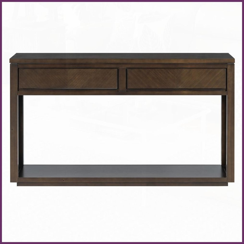 Table basse à chevrons en bois de 55 po pour salon / couloir, rangement de tiroir spacieux Robuste, Noyer