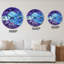 Horloge murale moderne bleue et mauve à l'encre de marbre abstraite III-1862104403