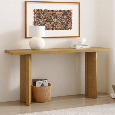 Stylish Console Table With Pine Veneer Geometric Legs - Living Room Study Dining Room