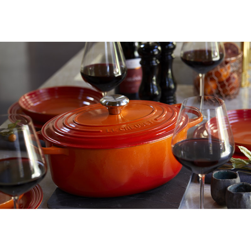 Le Creuset Enameled Cast Iron Oval Dutch Oven with Lid, 5 quarts, Flame