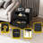 Fluted Nightstand Set Of 2 – Modern Black Bedside Tables With Drawers & Charging Station, Gold Legs