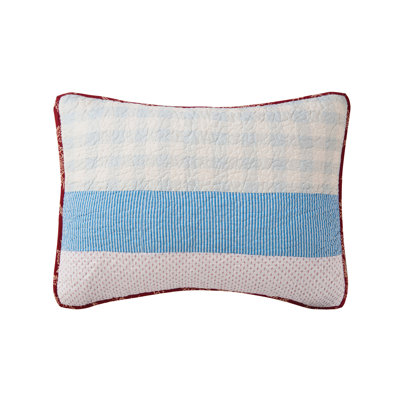 Betty Blue/White/Red 100% Cotton Piece Sham