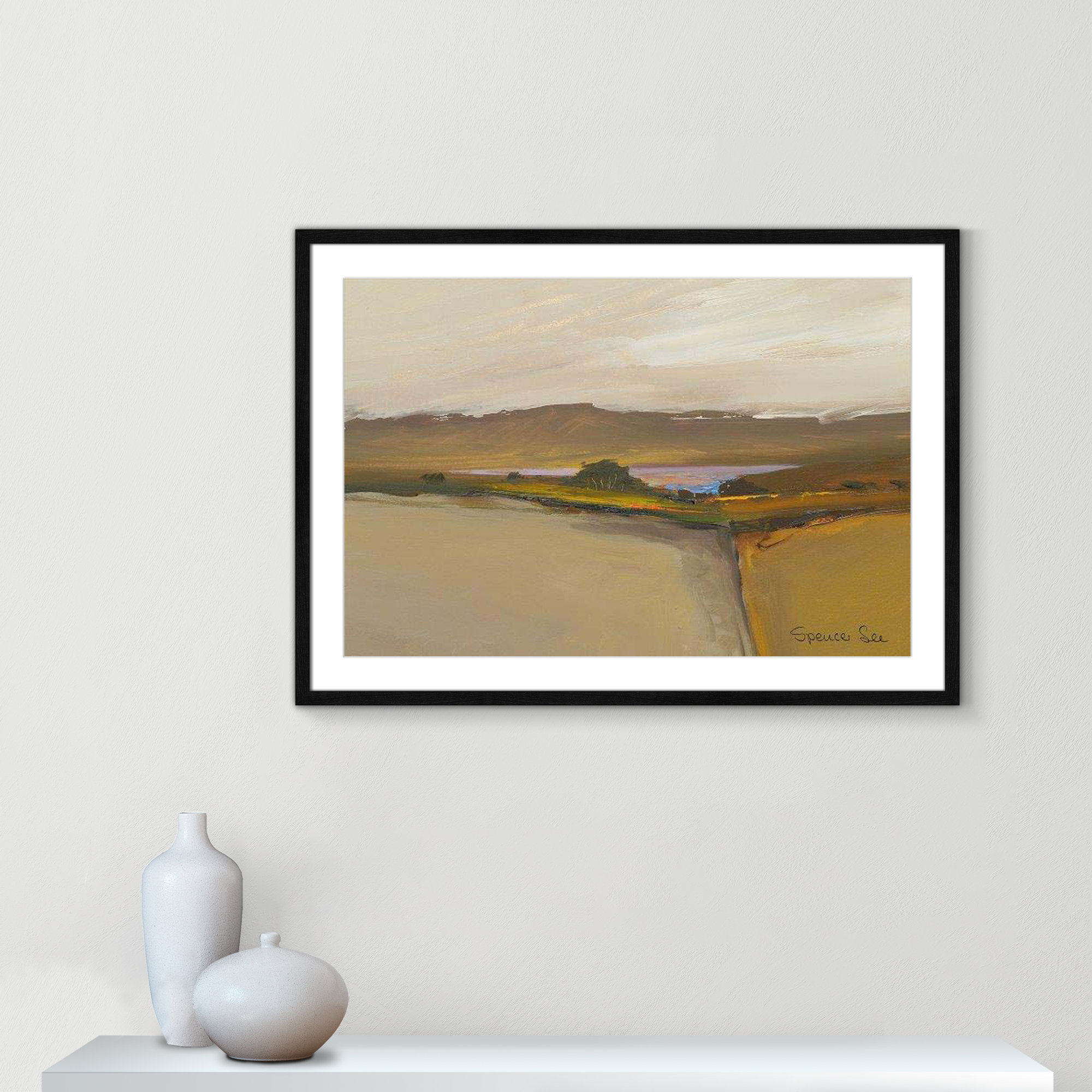 Heaven and Earth IV By Spencer Lee - Framed Art w/ 4 Ply Matboard, 25.5" H x 35.5" W x 0.75" D, Black Framed