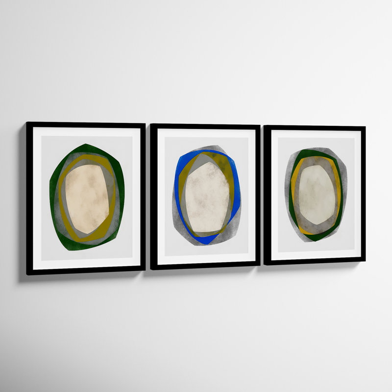Geode 1-3 by Jacques Pilon, 20" H x 16" W, Black Framed