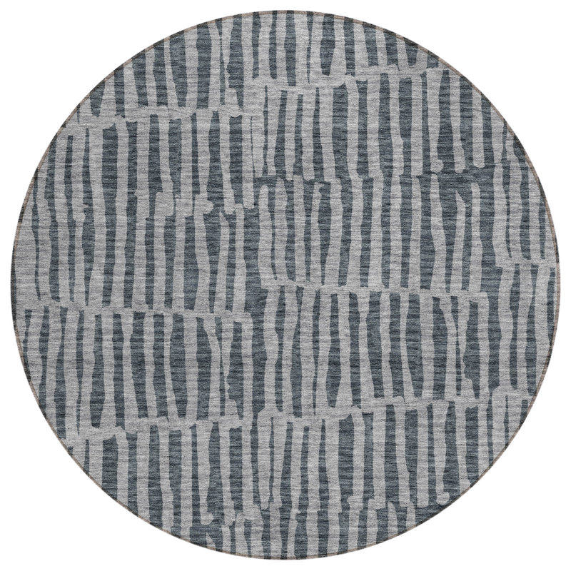 Borman Striped Indoor / Outdoor Rug, Round 8'